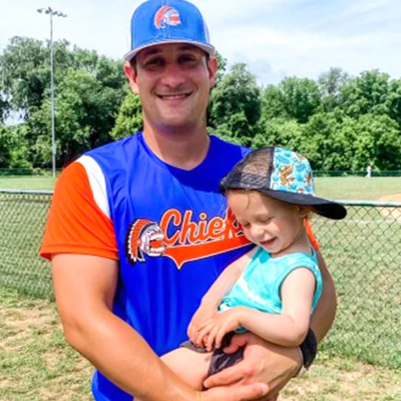 Cherry Hill Chiefs mens baseball - Drew Infante and his son.