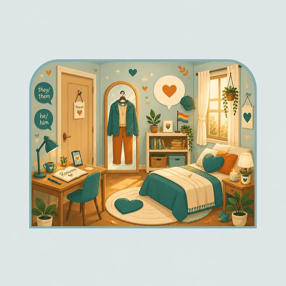 Cozy room that allows teen for social transition