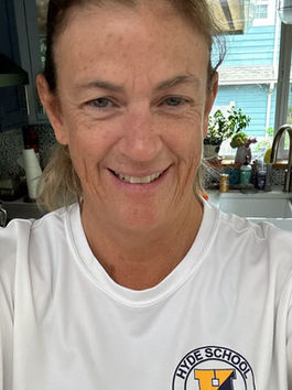 Hyde School alumna Shelley Patrick ’87 in the gym — a moment reflecting how discipline and community at Hyde fostered her passion and connection.