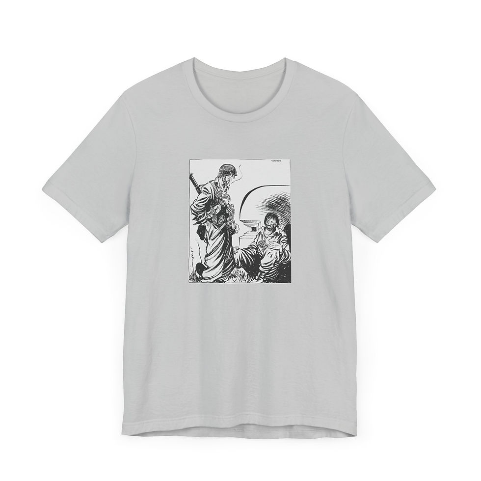 Thumbnail: WWII Willie and Joe Vintage-Inspired Unisex Jersey Tee with Artistic Design