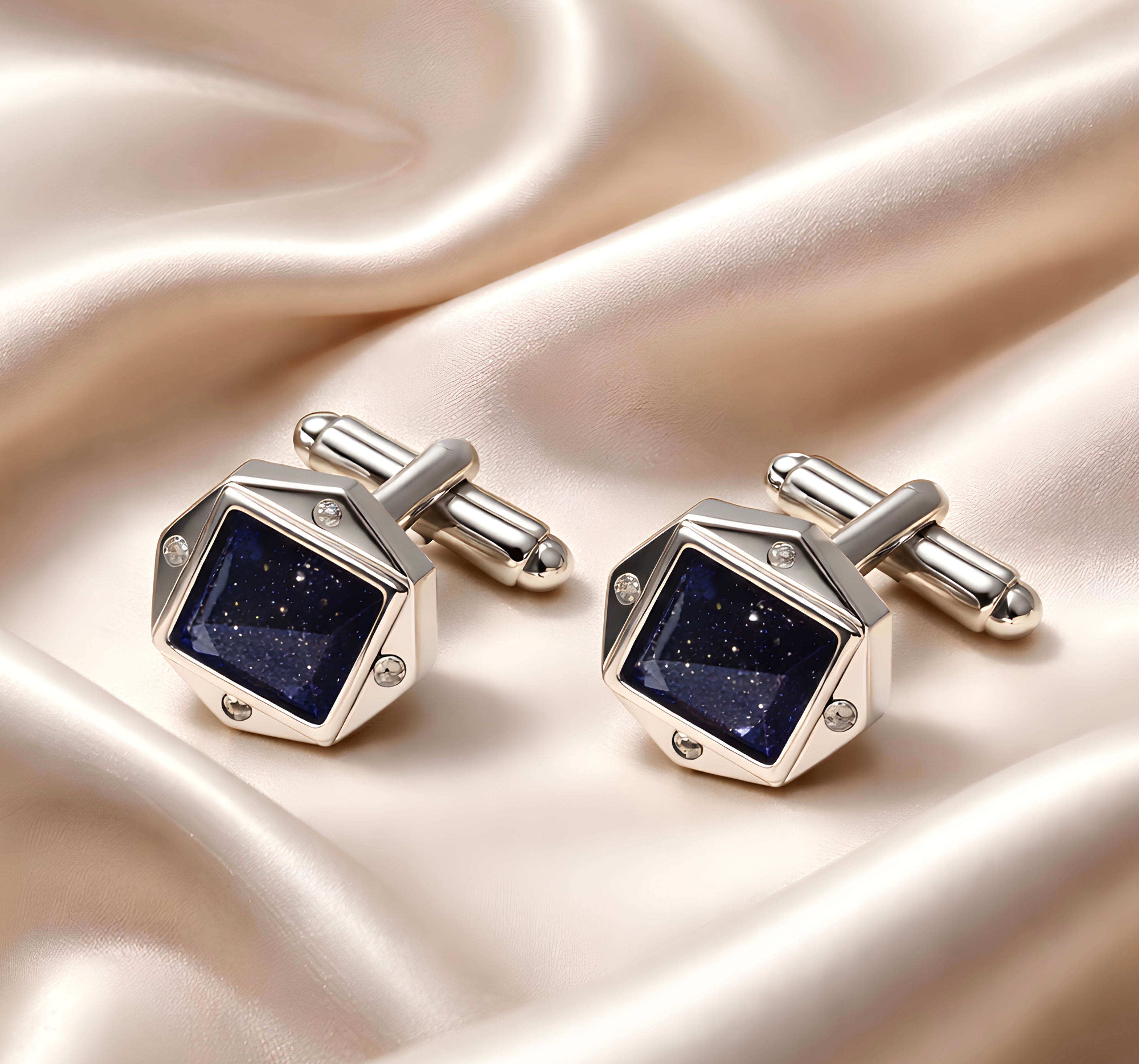 Silver Black Star Diamond Cufflink