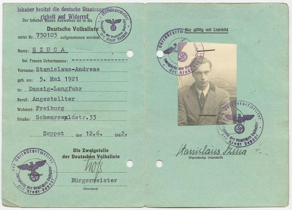 legitymacja Stanisława Szucy Deutsche Volksliste
