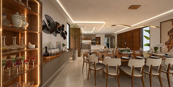 Cozinha planejada com ilha e marcenaria personalizada em projeto residencial de interiores em Campinas