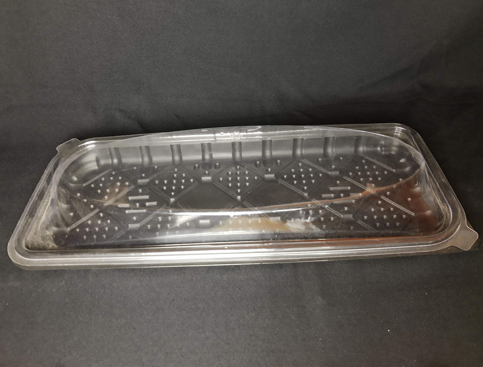 Miniatura: Bandeja plástica negra con tapa translucida