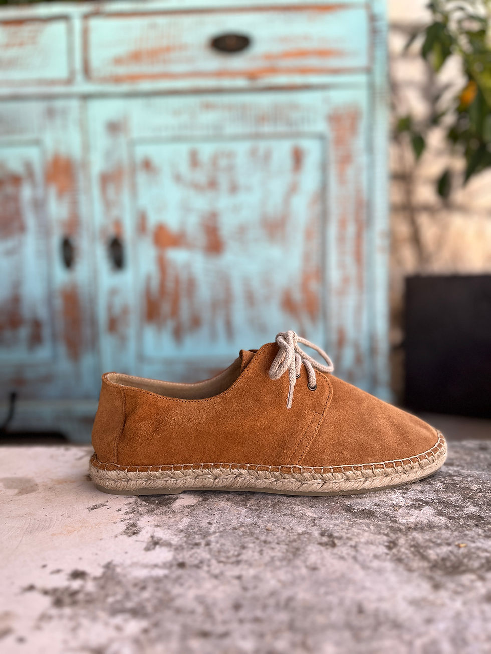Miniaturbild: Espadrille Herren Suede Leder Cognac