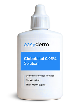 Prescription dandruff medication, clobetasol solution 0.05%