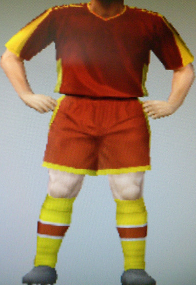 Croydon FFC red shirts & shorts with yellow trim & socks