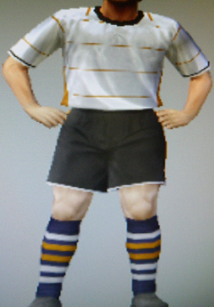Wolverhampton FFC white shirt with gold trim, black shorts
