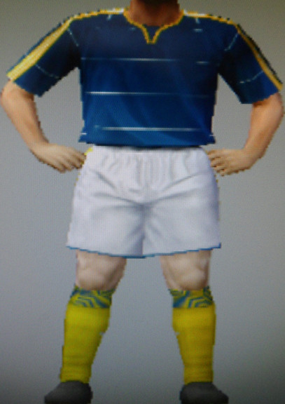 Leeds City FFC blue shirts with yellow trim & socks, white shorts