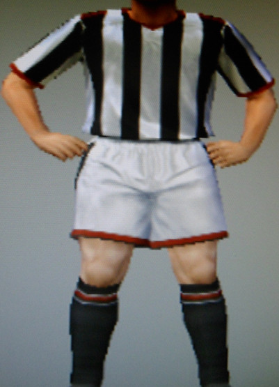 Tooting FFC black & white striped shirts, white shorts & black socks, all with red trim