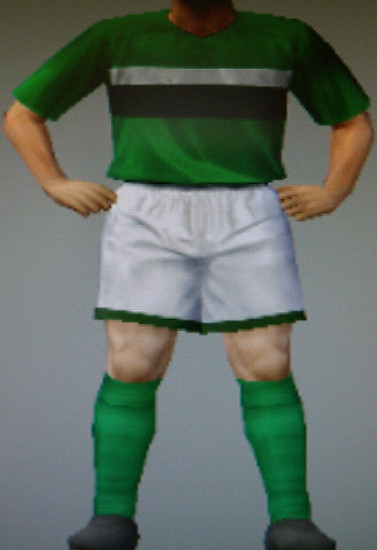 Plymouth City FFC green shirts & socks, white shorts