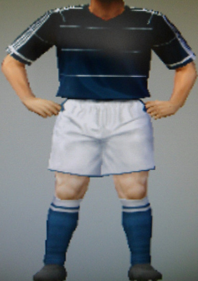 Blackburn Athletic FFC navy blue shirts & socks with white trim & white shorts
