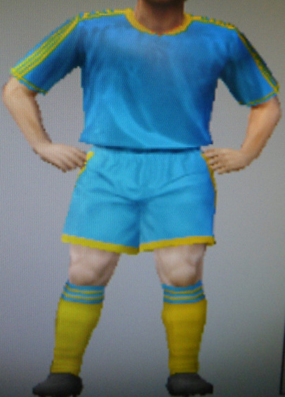 Cambridge County FFC light blue shirts & shorts with yellow trim & socks