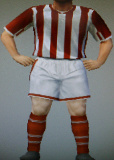 Doncaster Rangers FFC red & white striped shirts, white shorts, red socks