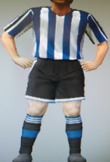 Nottingham City FFC blue & white striped shirts, black shorts & socks with blue & white trim