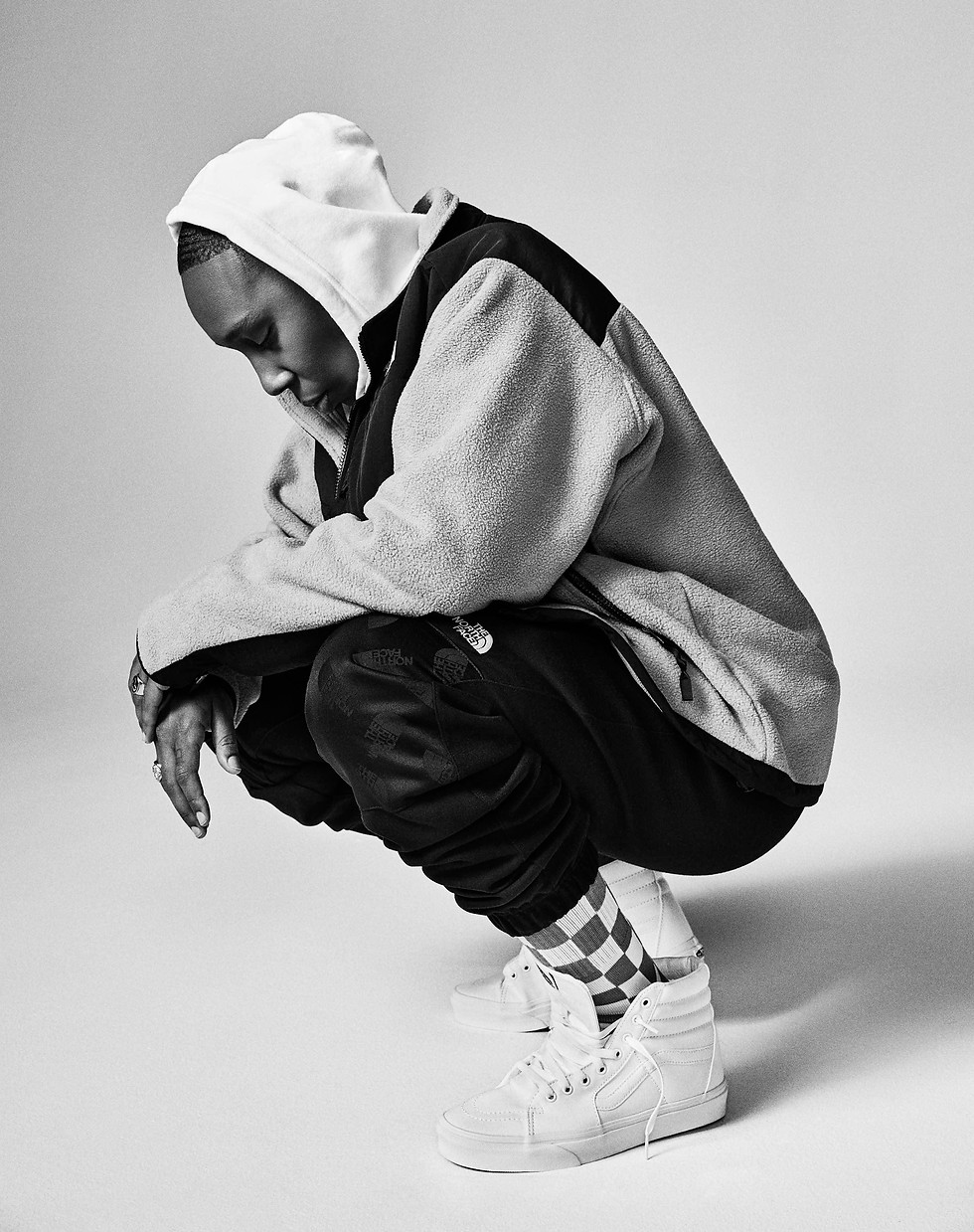 Lena Waithe in Reset Normal for The North Face black and white in Vans Creative Director Steven Townsend