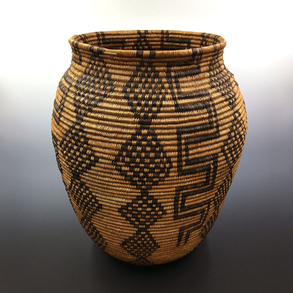 Thumbnail: NATIVE AMERICAN WESTERN APACHE COILED STORAGE OLLA BASKET