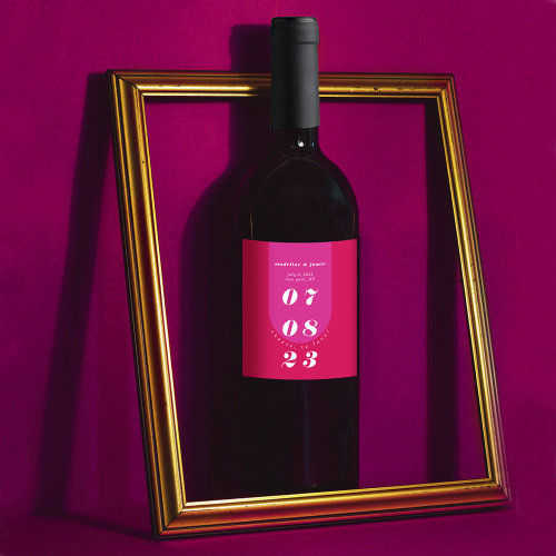 Top 10! Modern Minimal Bold Pink Retro Arch Bold Wine Label