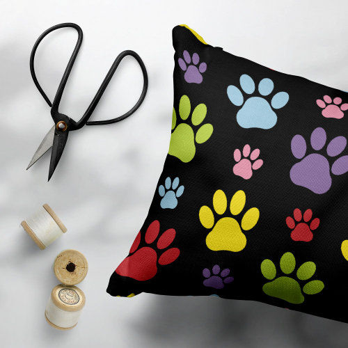 Hot Deals! Colorful Paws, Paw Pattern, Paw Prints, Dog Paws Pillow Case