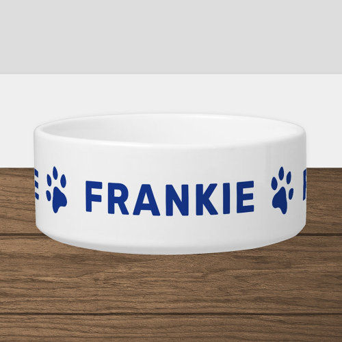 Best Price! Personalized Name with Blue Paw Prints Bowl
