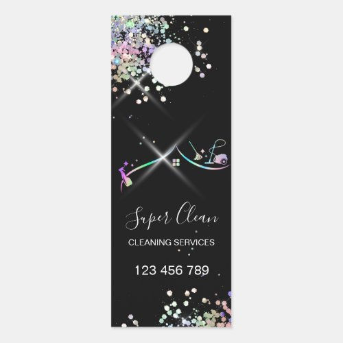 Top 5! Maid Cleaning House Sparkling Holograph Business C Door Hanger