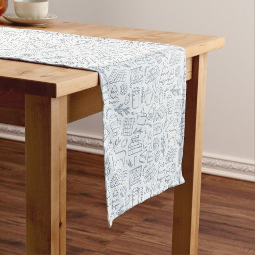 Hot Review! Winter Cozy Hygge Scandinavian Cottage Dusty Blue Short Table Runner