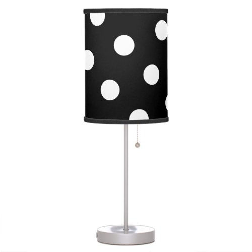 Top 5! Large White Polka Dot Pattern - Custom Color Black Table Lamp