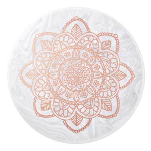 Best Price! Elegant Rose Gold Mandala Marble Ceramic Knob