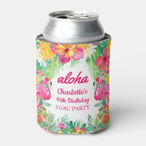Top 10! Aloha Luau Tropical Flamingo Floral Birthday Party Can Cooler