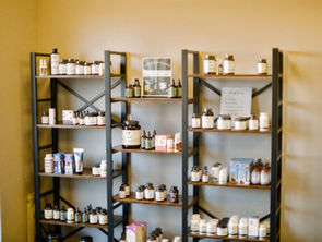 Eye-level view of a shelf with bottles of natural supplements.