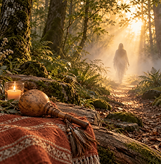 Sacred rattle by the golden forest path.png