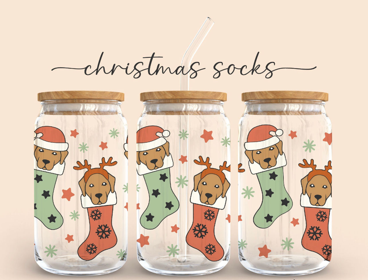 Verre à paille - christmas goldens