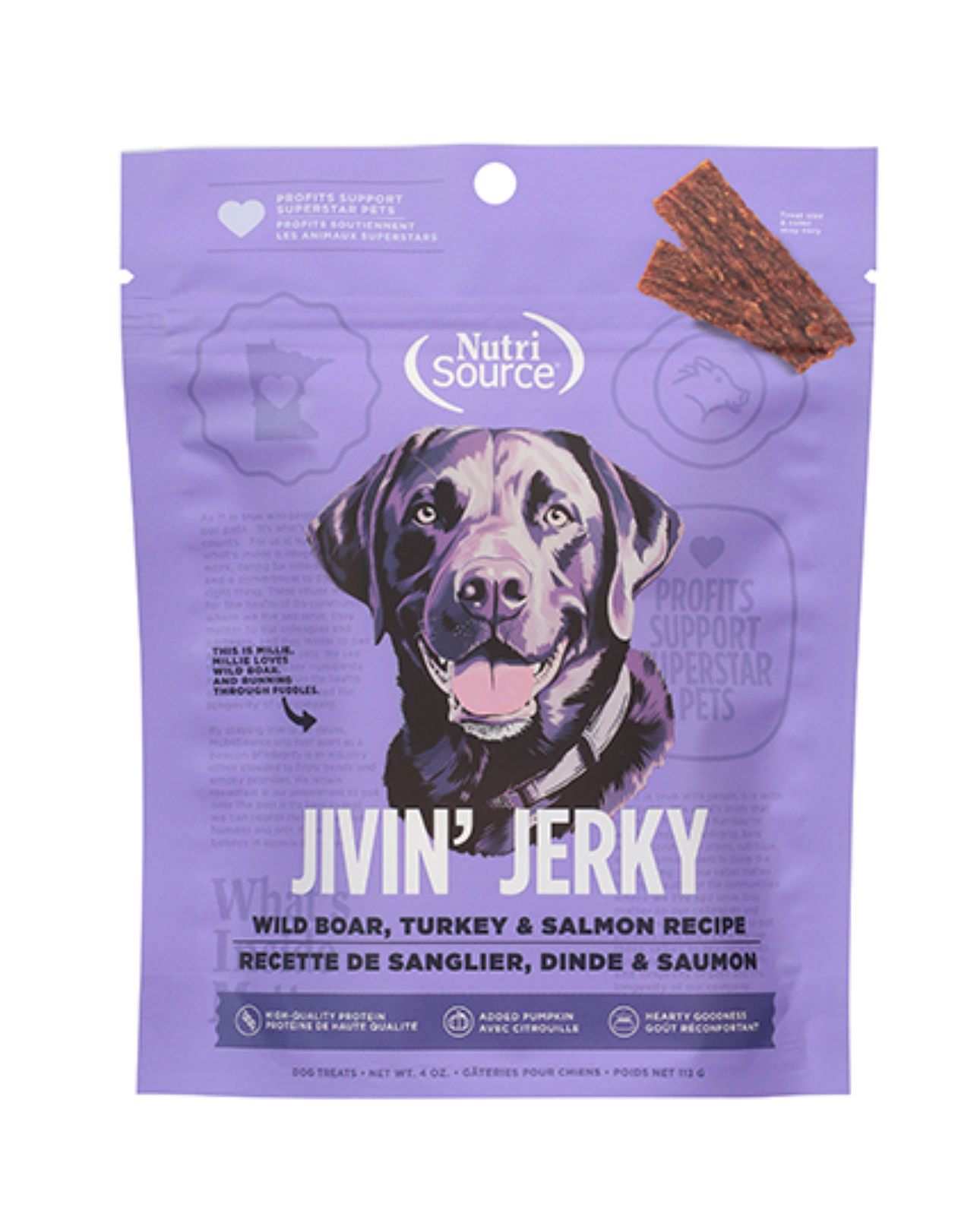 NutriSource - Jivin' Jerky sanglier, dinde & saumon