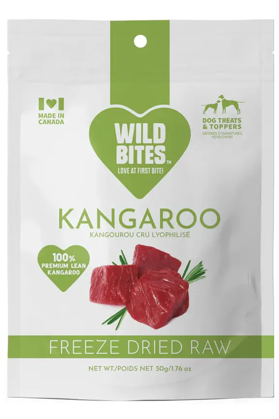 Wild Bites - Gâteries lyophilisées de kangourou cru / Freeze Dried Raw Kangaroo