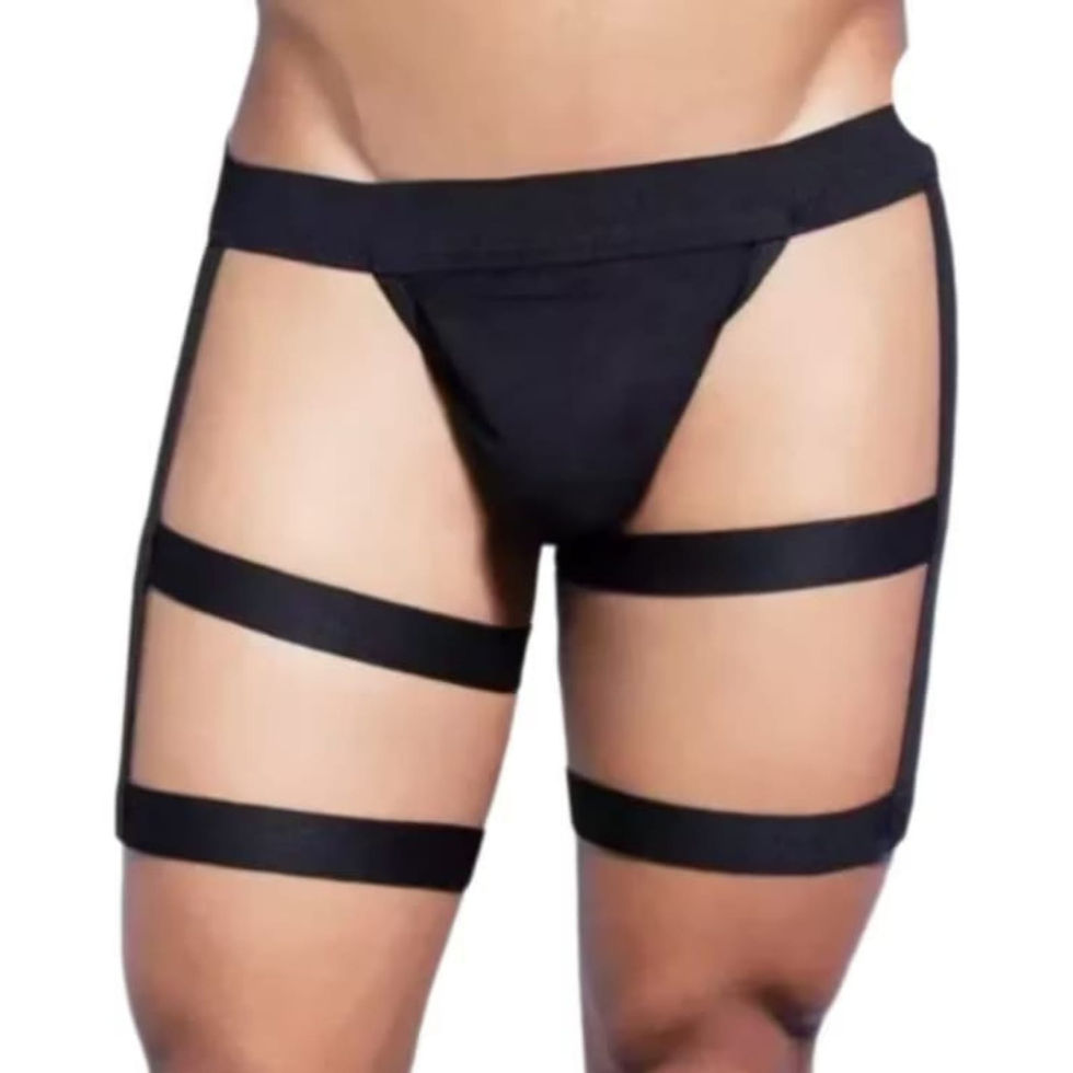 Miniatura: Cueca Slip Jocsktrap Cinta Liga Dupla Preto