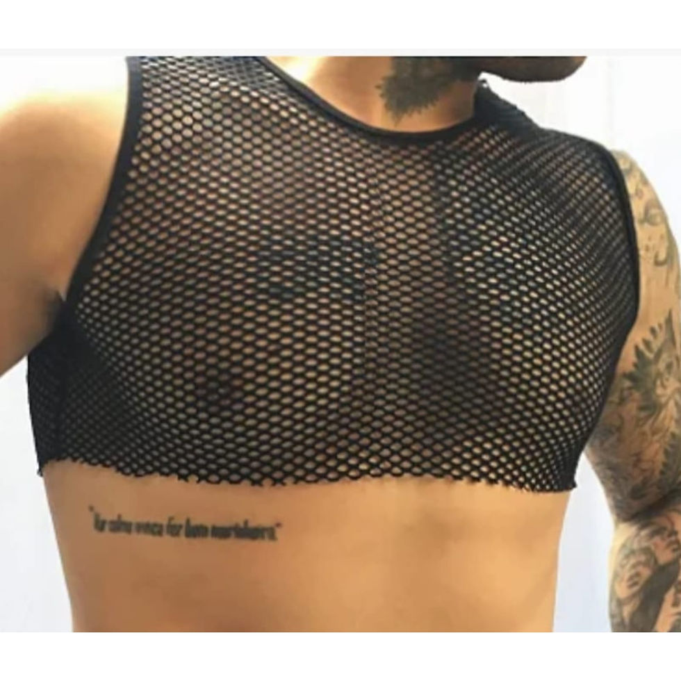 Miniatura: Cropped masculino preto de arrastão