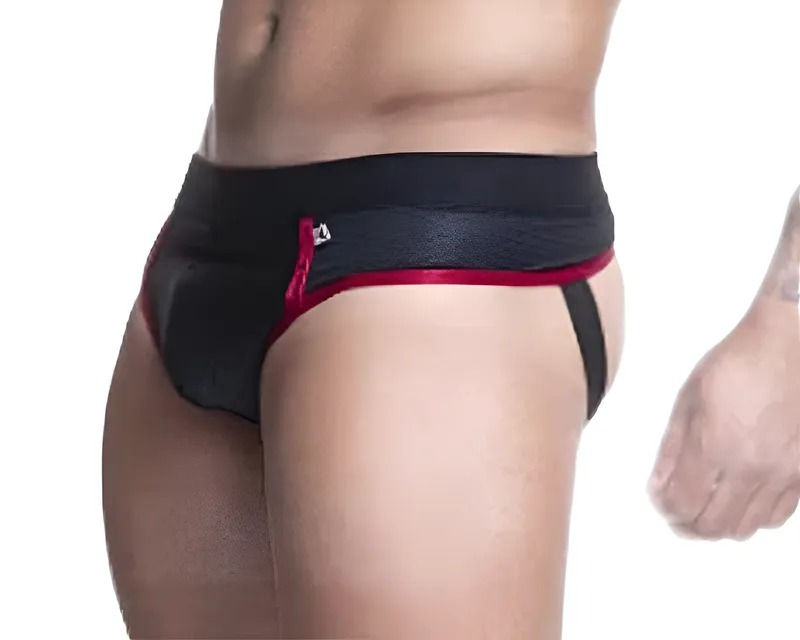 Miniatura: Cueca Em Cirre Preto E Vermelho Slip E Atraz Jock