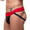 Miniatura: Cueca Jockstrap Preta e Vermelha Canelada