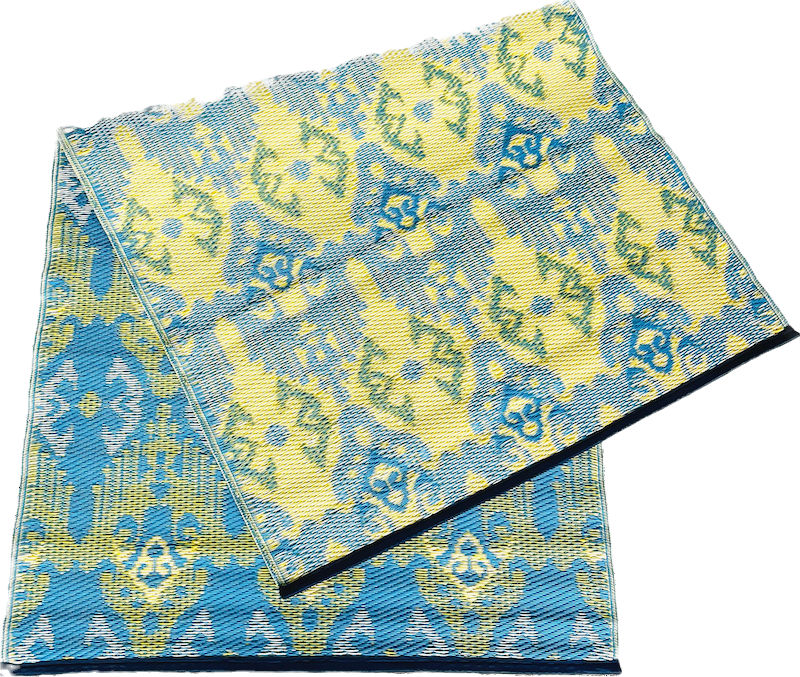 plastic vloerkleed 90x180cm blauw/geel