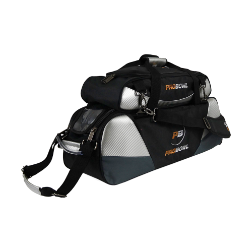 PROBOWL DELUXE 3-BALL TOTE W/ SHOE BAG BLACK/CARBON SILVER