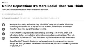 Online Reputation: It's More Social Than You Think