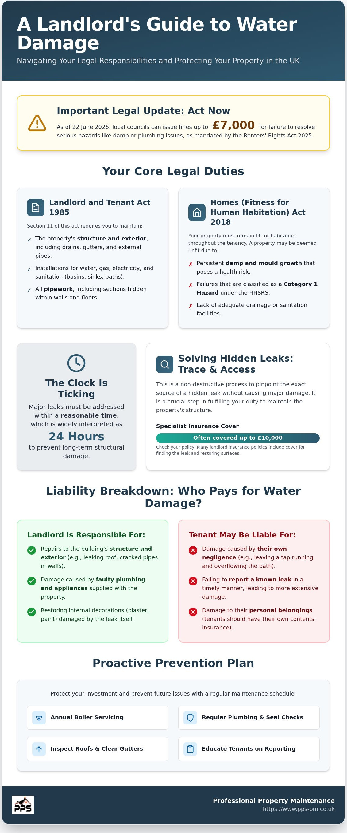 Landlord responsibilities for water damage UK