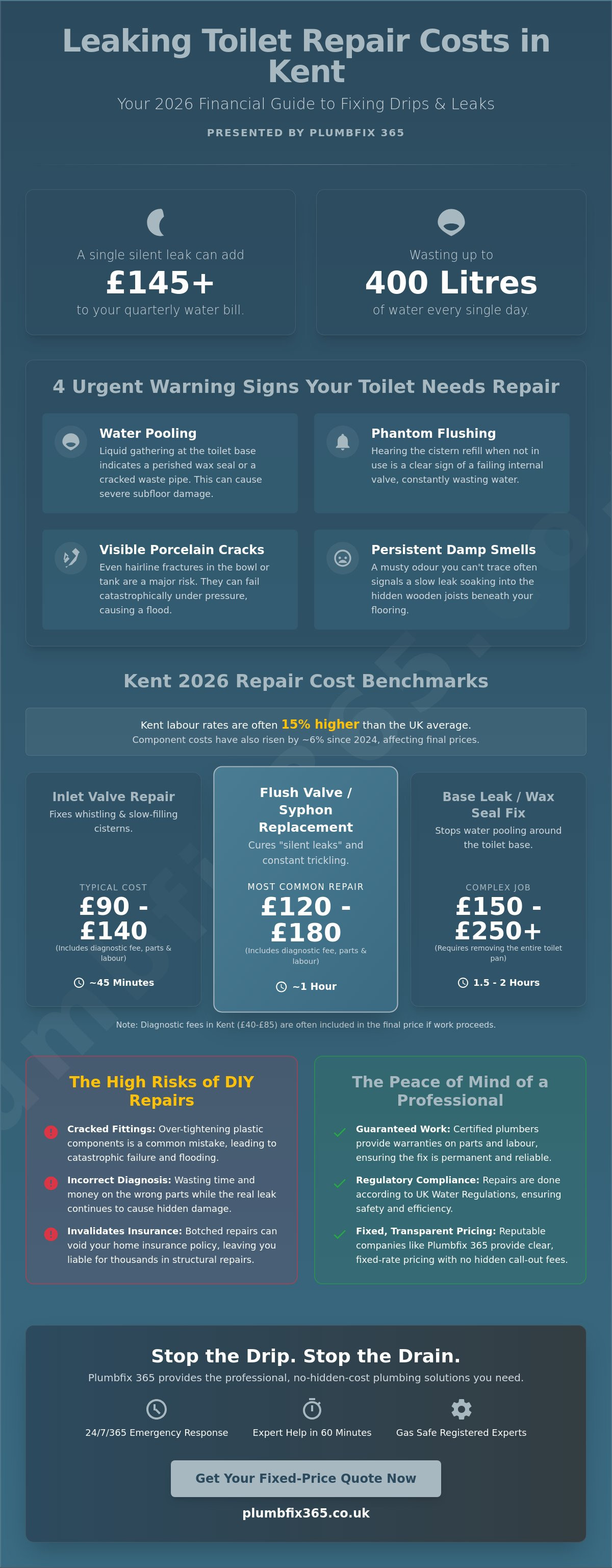 Leaking toilet repair cost Kent
