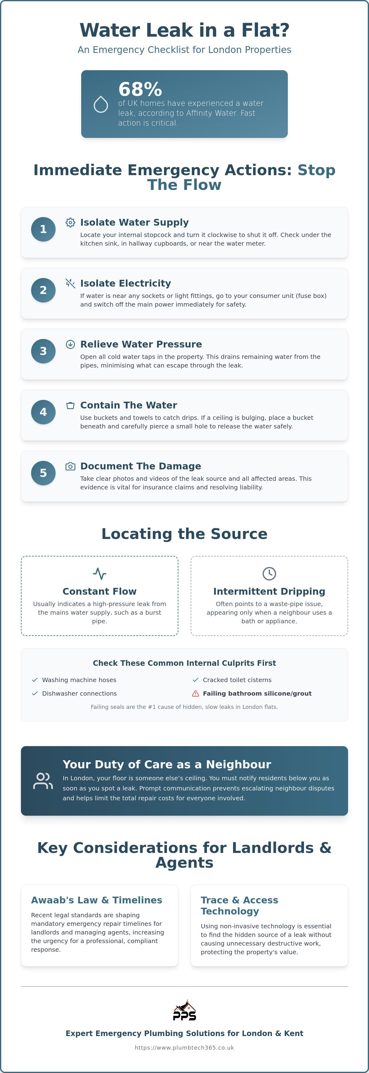 What to do if you have a water leak in a flat London