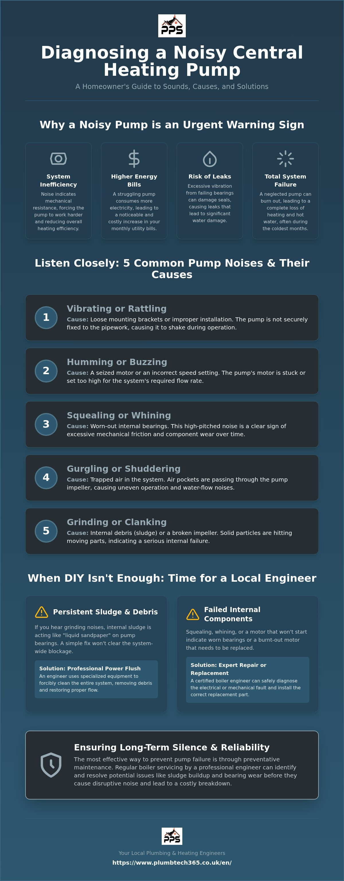 Noisy central heating pump repair