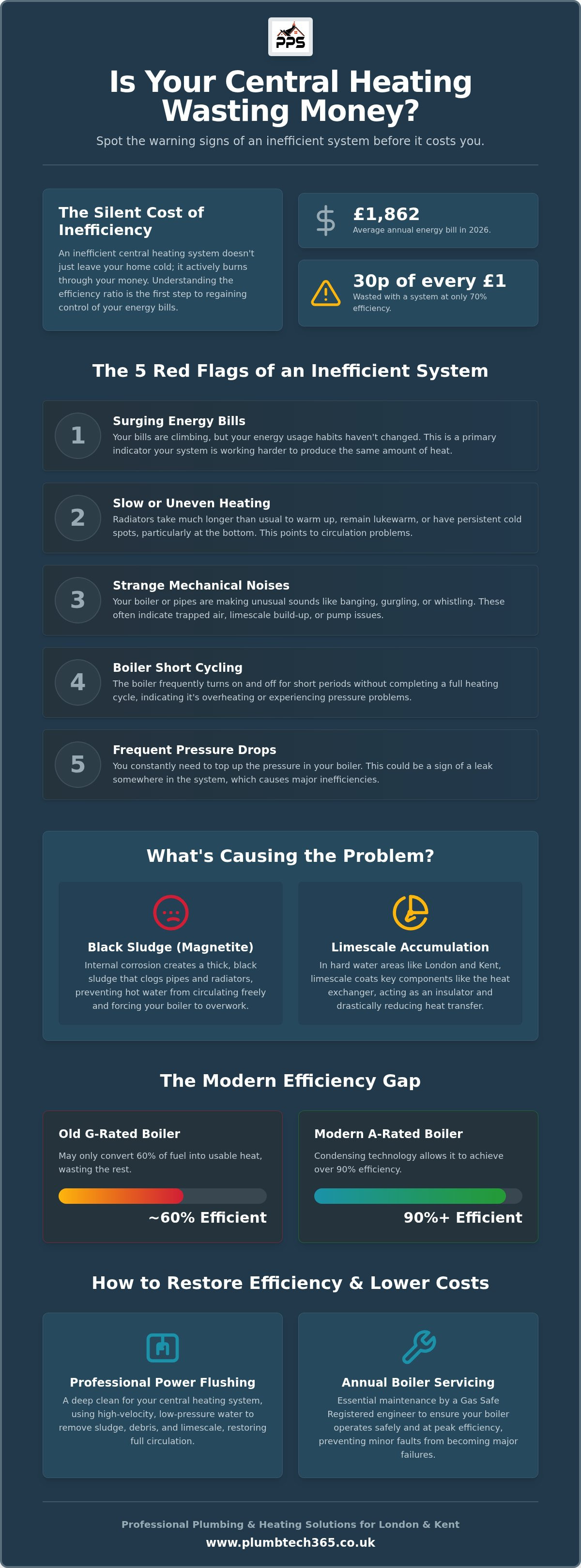 Signs your central heating is inefficient