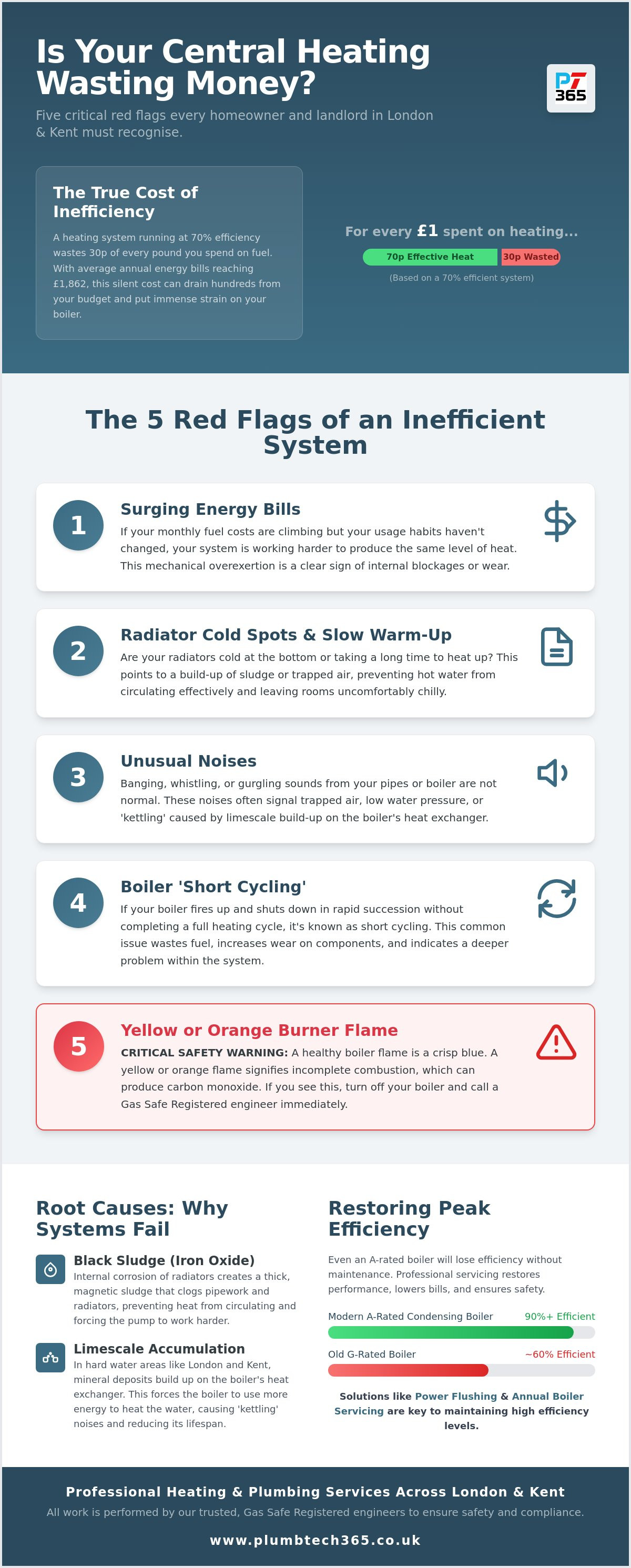 Signs your central heating is inefficient