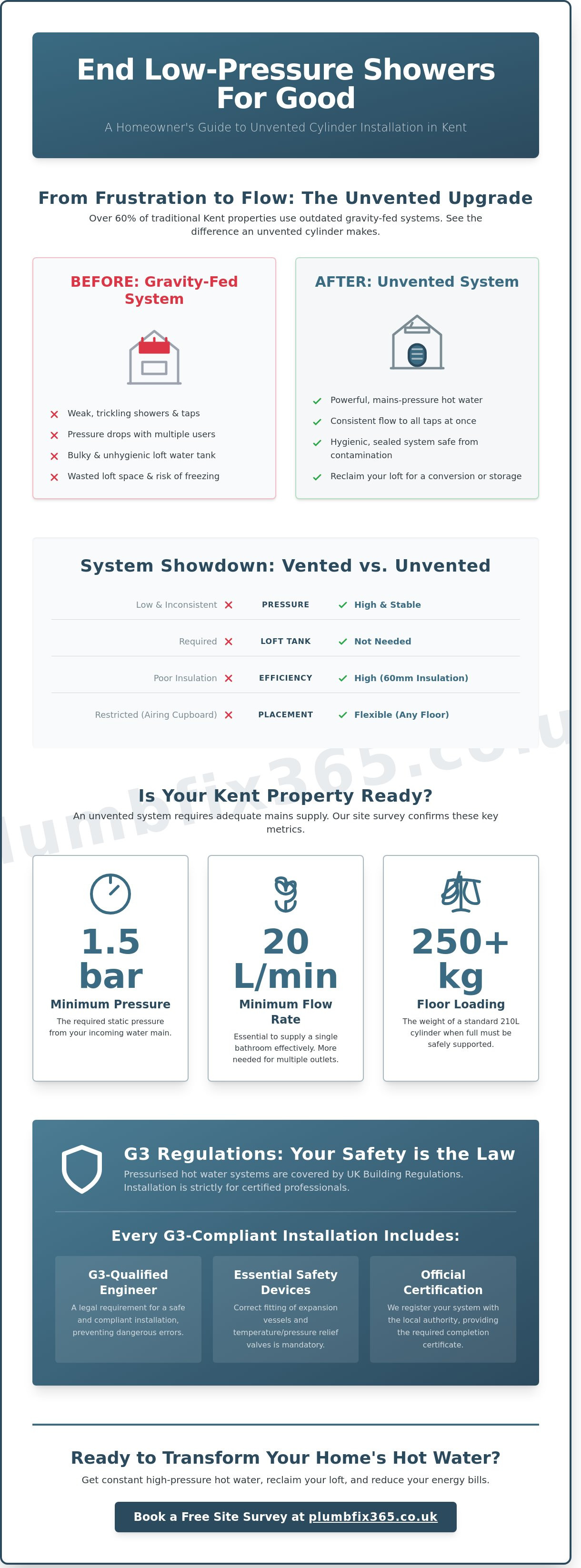 Unvented cylinder installation Kent