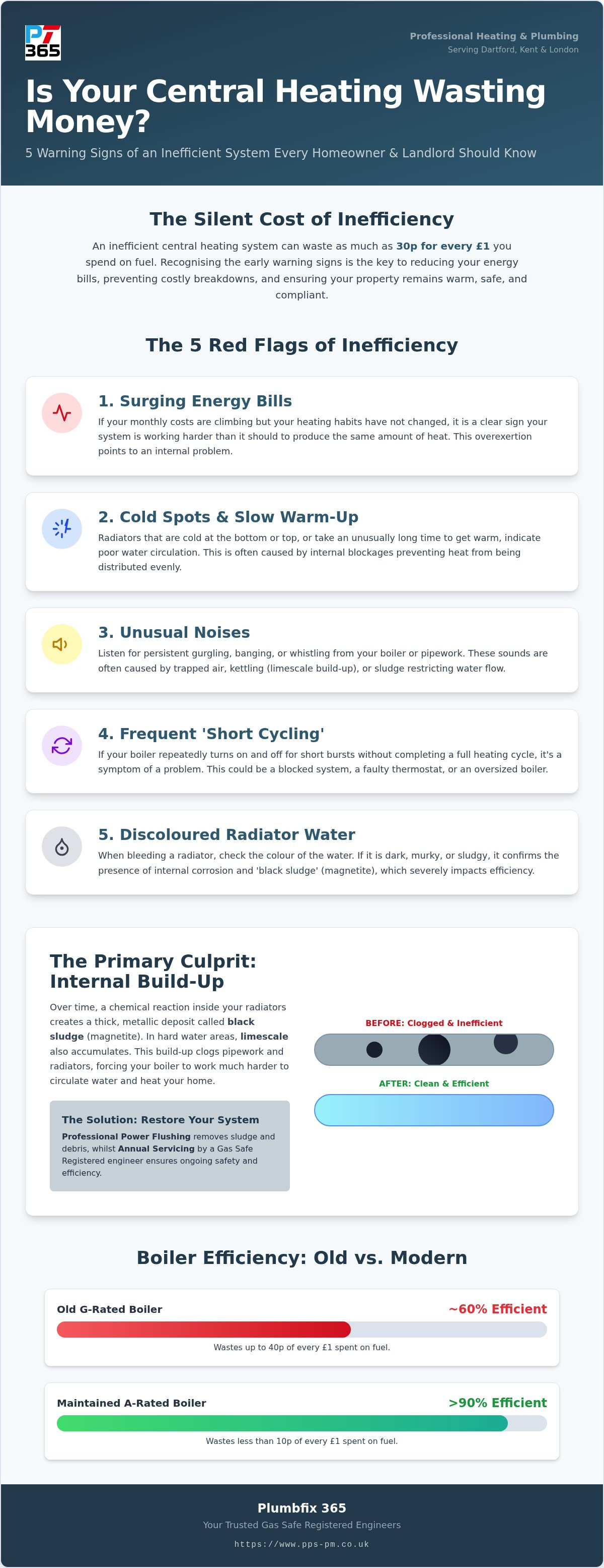 Signs your central heating is inefficient