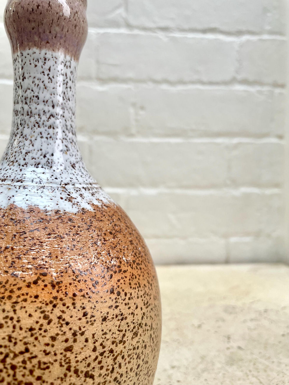 Thumbnail: Speckled Slim Necked Vase in white with pink rim